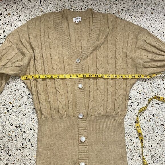 Le Lis Give Me the Tea button front sweater dress pearl medium m tan - Picture 8 of 10